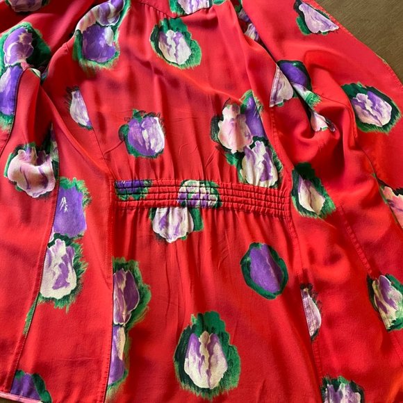 UNGARO PARELLELE PARIS Rose Red Tulip Floral Print Unstructured Blazer, Size 4 - Picture 7 of 11